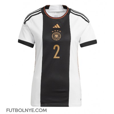 Camiseta Alemania Antonio Rudiger #2 Primera Equipación para mujer Mundial 2022 manga corta